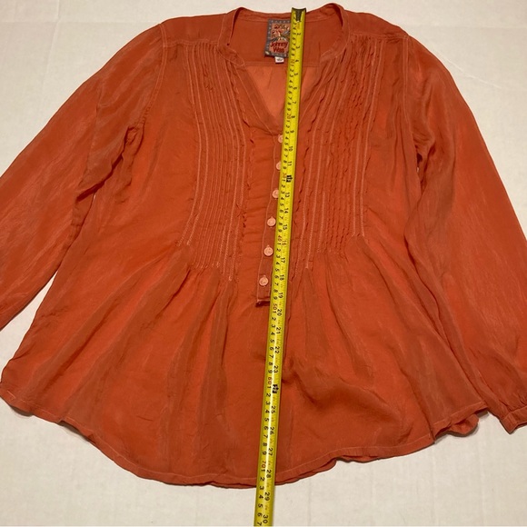 Johnny Was Pandora Long Sleeve Tunic Blouse Peasant Tangerine Orange Size Medium - Picture 6 of 10